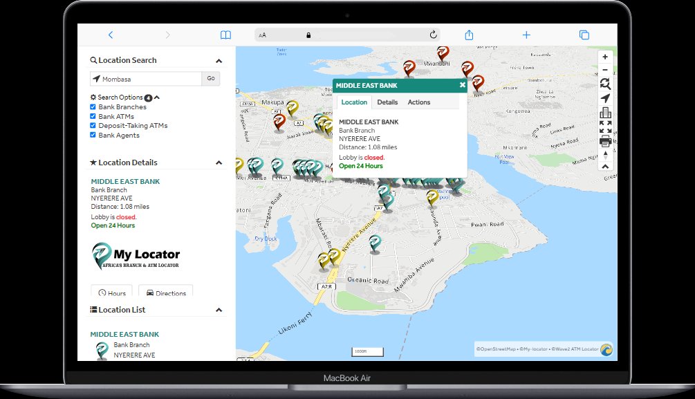 MacBook Air showing Mombasa branch with 24-hour availability